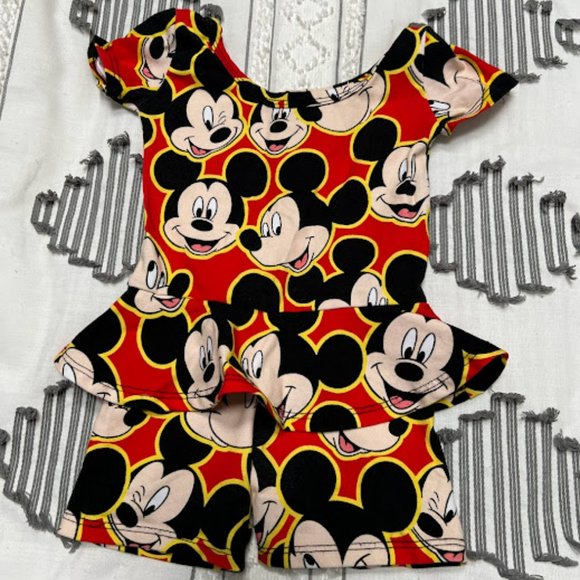 Wild Rich Kids Mickey Mouse Faces Skirted Romper - Picture 2 of 5